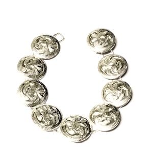 Vintage 70s Silver Mexico Mini Concho Link Bracelet